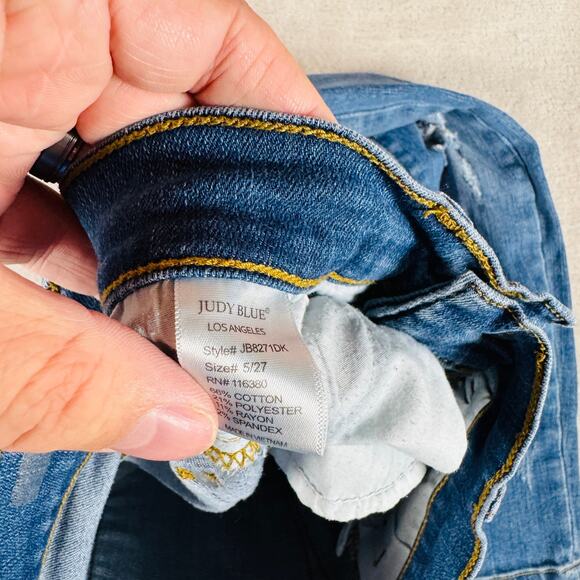 Judy Blue Los Angeles Jeans Women 5/27 Blue‎ Denim Adeline Mid Rise Distressed - Picture 6 of 12